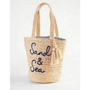 J.Jill Jute Tote Beach Bag Beige Natural Lined Shopper Sand and Sea Summer NEW